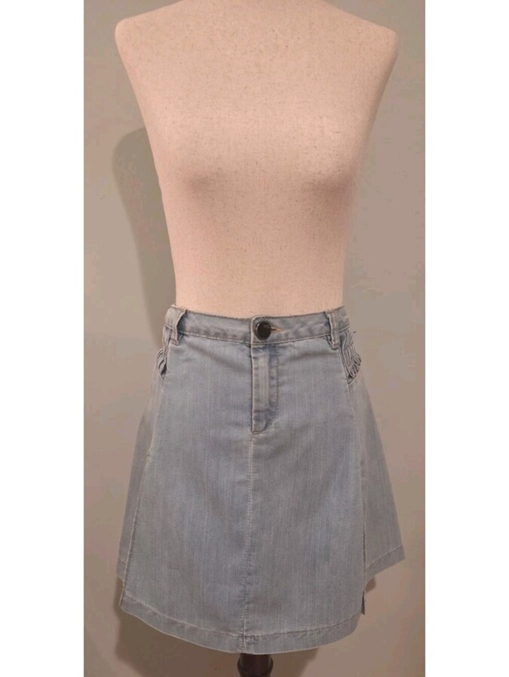 Mötivi Motivi Size 6 Light Blue Denim Jeans Mini Skirt Pleated Vintage 2000s